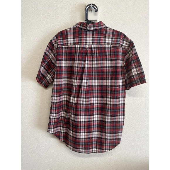 Ralph Lauren Size L Plaid Button Down Shirt Short Sleeve Wine - Picture 7 of 9
